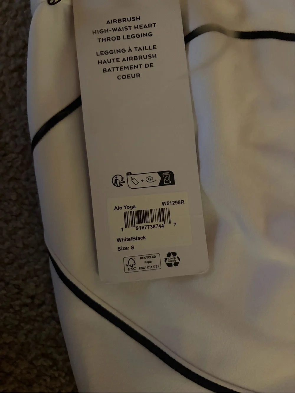 NWT Alo Yoga White & Black Airbrush Leggings + Ribbed Cropped Tank Top Set SMALL